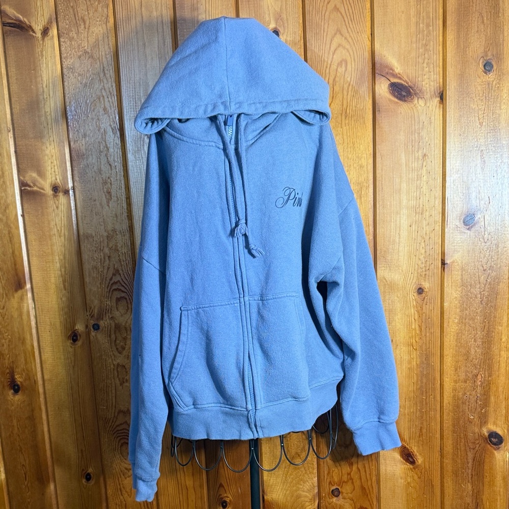 PINK Victoria's Secret Light Blue Fleece Blue Ivy Fleece Campus Full Zip Hoodie